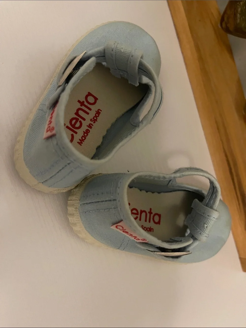 Cienta Baby T-Strap Canvas Shoes in Pale Blue
